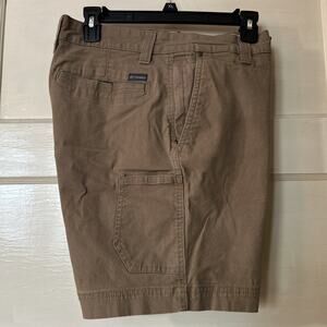 COLUMBIA Regular Fit Carpenter Shorts Brown Slash Pockets Men's Size 34W x 8L